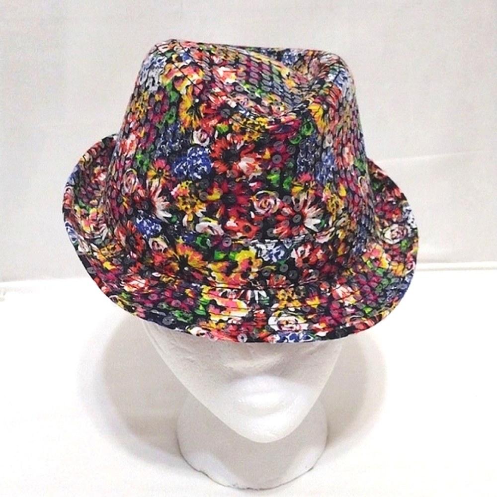 Disney Youth Fedora Hat Colorful Floral Sequin Sparkle Party Costume Accessory